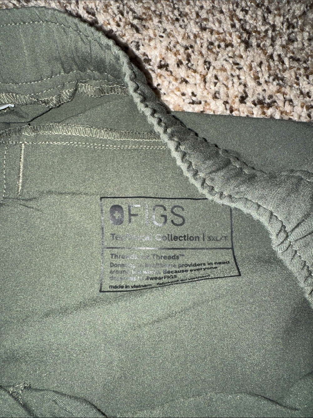 Figs Olive Green Scrub Set with Navy Drawcord - Picture 2 of 5